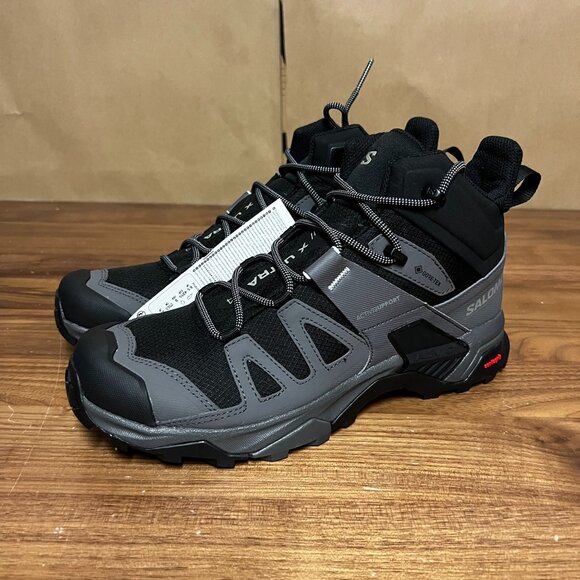 Salomon X Ultra 4 Mid Gore-Tex Black Grey Men's 9 Vibram Hiking Boots $175 - Picture 3 of 9
